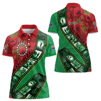 Personalised Cook Islands ANZAC 1915-2026 Filmstrip Women Polo Shirt Lest We Forget 25 April LT9 - Polynesian Pride