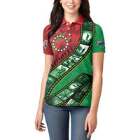 Personalised Cook Islands ANZAC 1915-2026 Filmstrip Women Polo Shirt Lest We Forget 25 April LT9 - Polynesian Pride