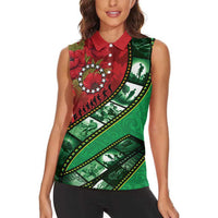 Personalised Cook Islands ANZAC 1915-2026 Filmstrip Women Sleeveless Polo Shirt Lest We Forget 25 April LT9 - Polynesian Pride