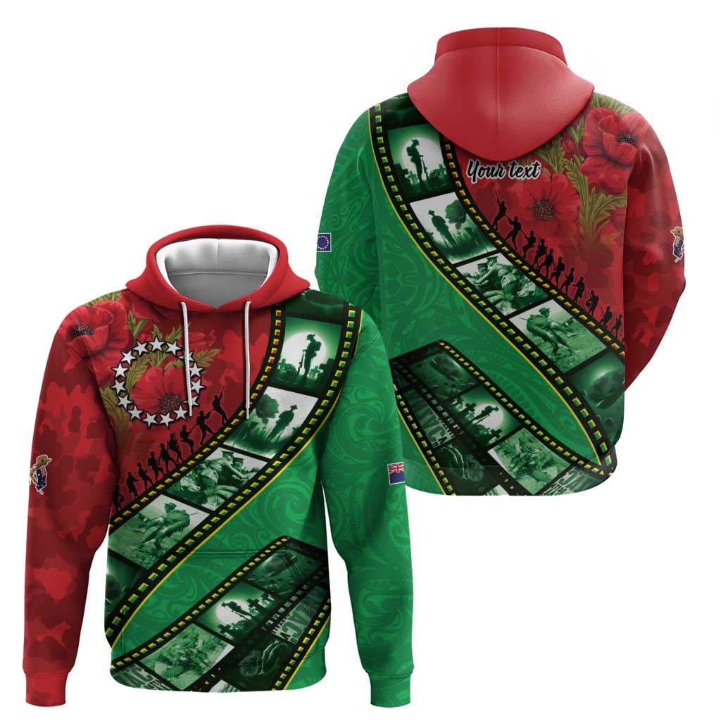 Personalised Cook Islands ANZAC 1915-2026 Filmstrip Zip Hoodie Lest We Forget 25 April