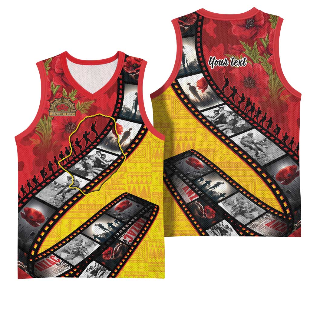 Personalised Niue ANZAC 1915-2026 Filmstrip Basketball Jersey Lest We Forget 25 April