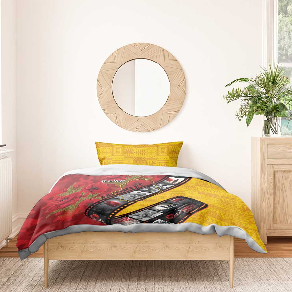 Personalised Niue ANZAC 1915-2026 Filmstrip Bedding Set Lest We Forget 25 April