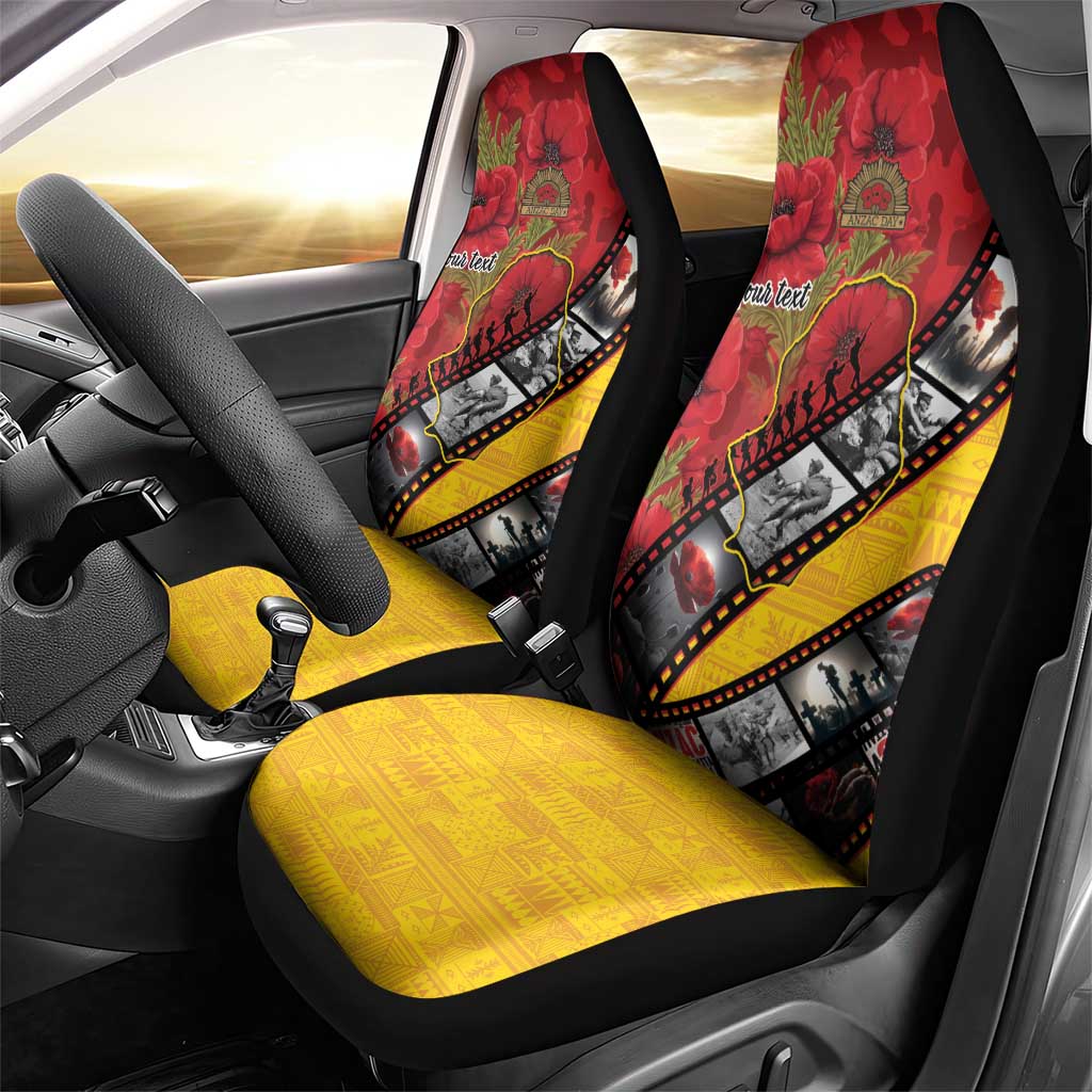 Personalised Niue ANZAC 1915-2026 Filmstrip Car Seat Cover Lest We Forget 25 April