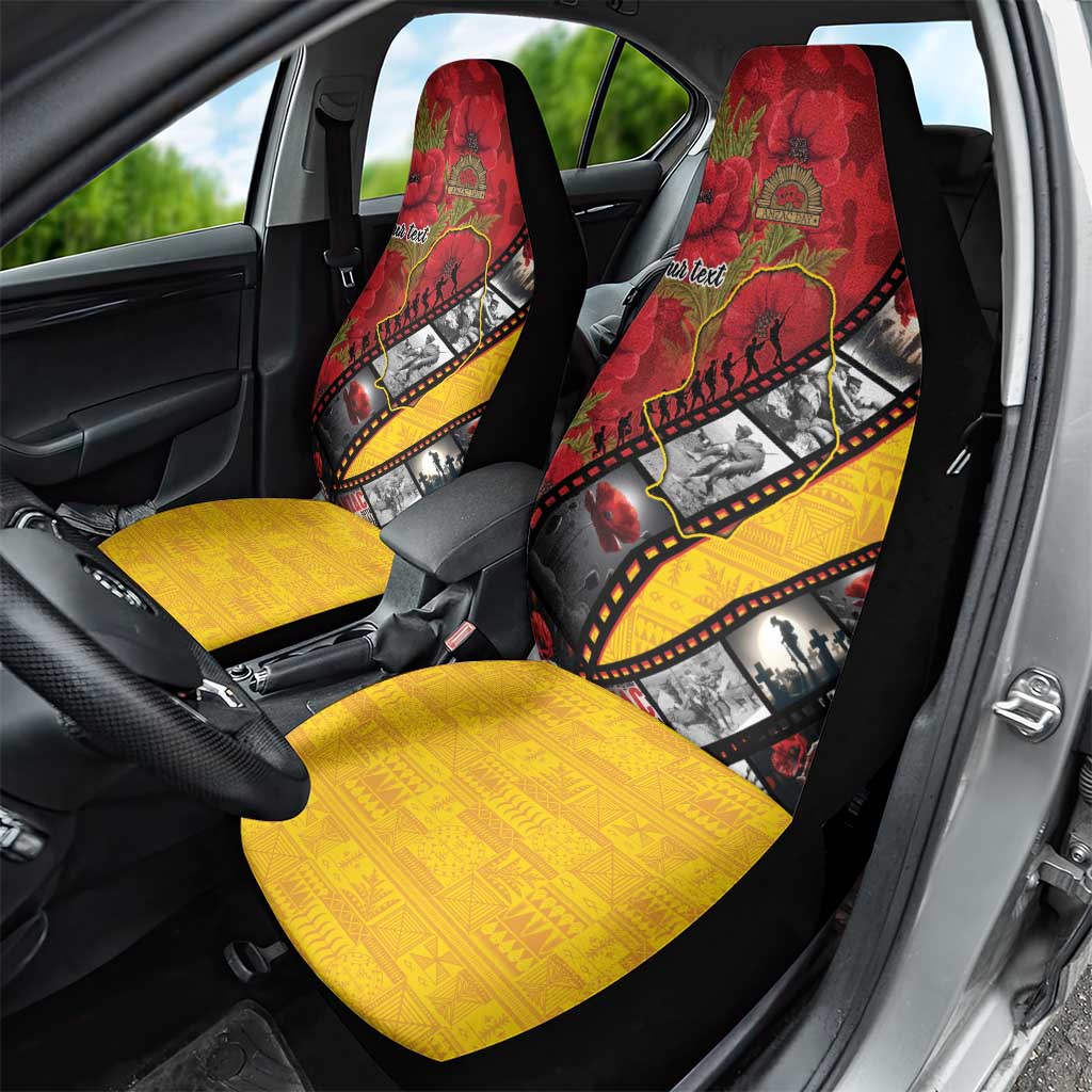 Personalised Niue ANZAC 1915-2026 Filmstrip Car Seat Cover Lest We Forget 25 April