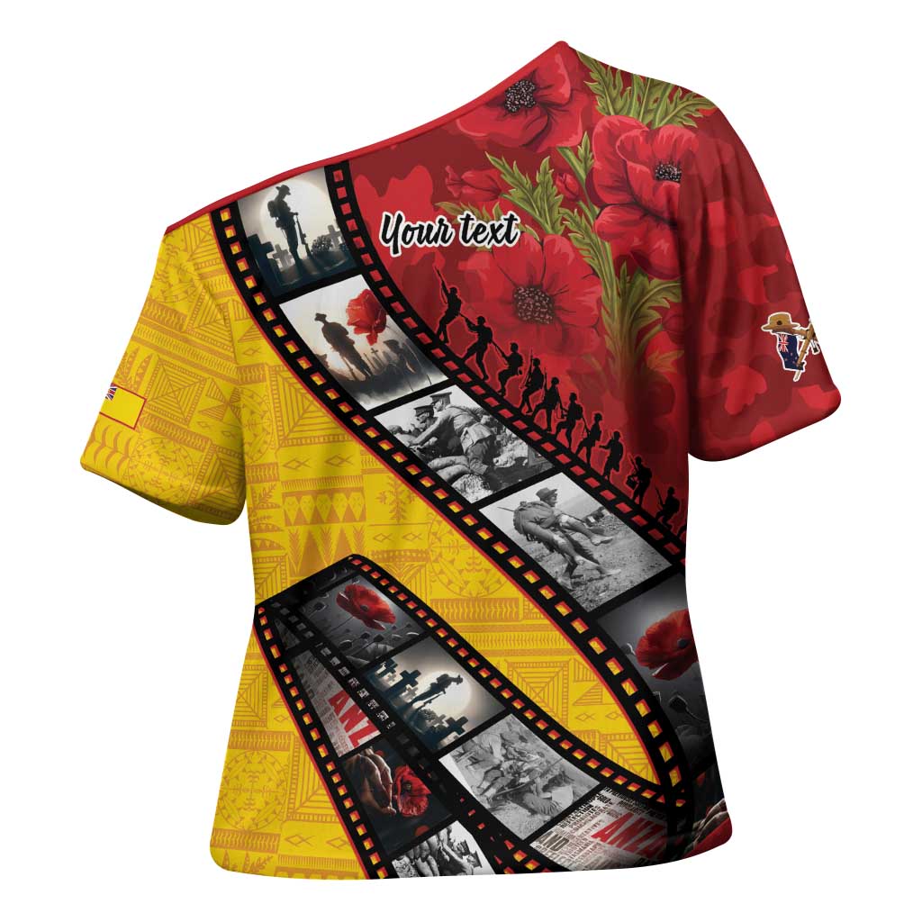 Personalised Niue ANZAC 1915-2026 Filmstrip Cross Shoulder Shirt Lest We Forget 25 April