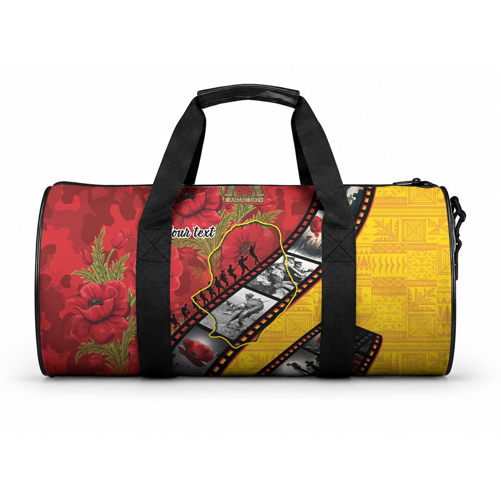 Personalised Niue ANZAC 1915-2026 Filmstrip Duffle Bag Lest We Forget 25 April LT9 One size Gold - Polynesian Pride