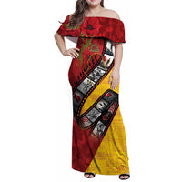 Personalised Niue ANZAC 1915-2026 Filmstrip Family Matching Off Shoulder Maxi Dress and Hawaiian Shirt Lest We Forget 25 April