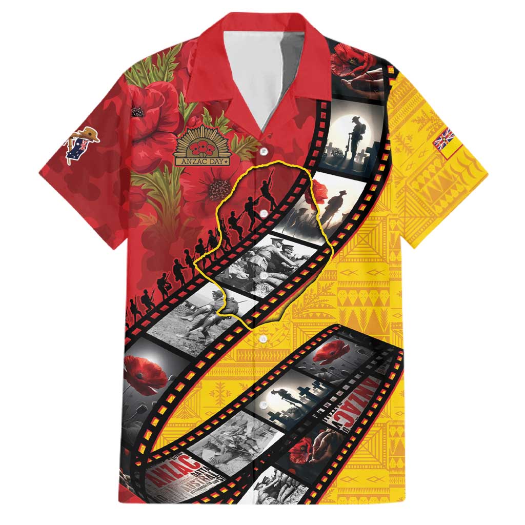 Personalised Niue ANZAC 1915-2026 Filmstrip Family Matching Summer Maxi Dress and Hawaiian Shirt Lest We Forget 25 April