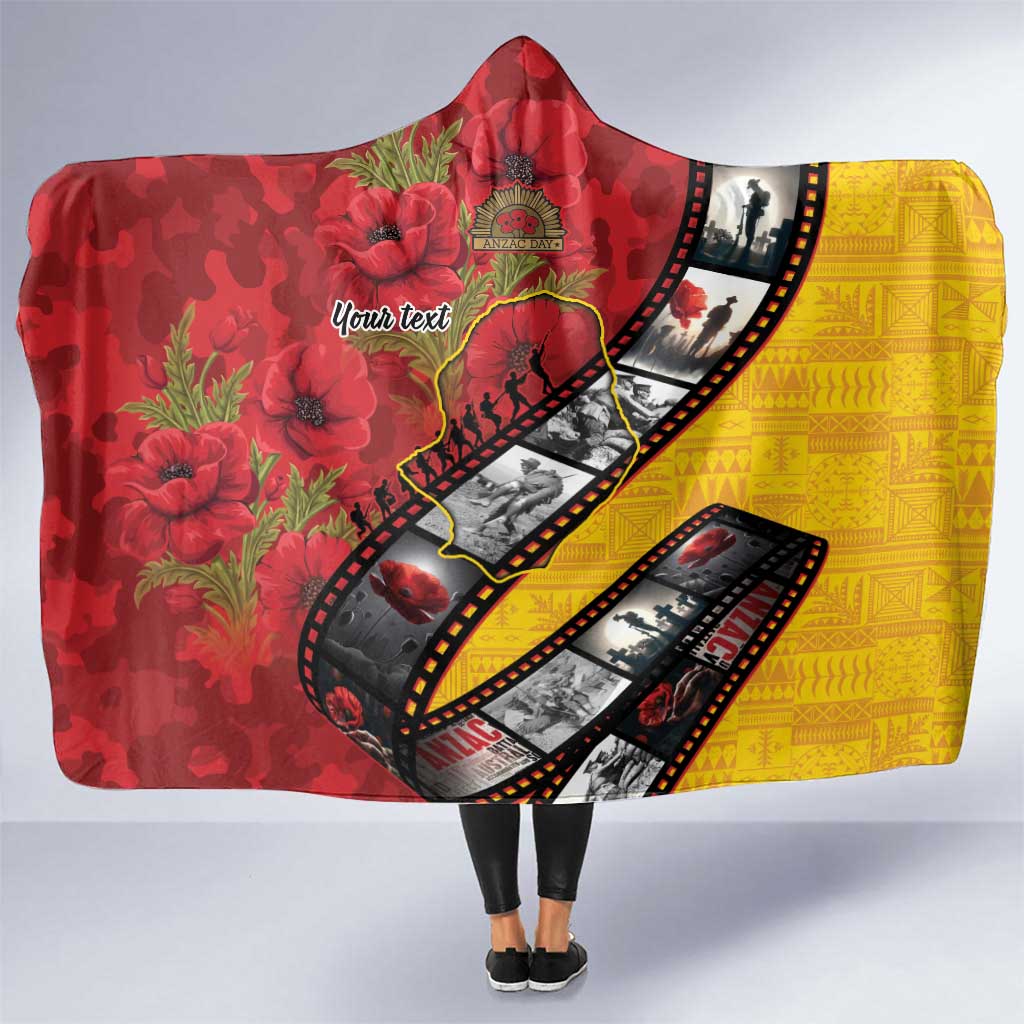 Personalised Niue ANZAC 1915-2026 Filmstrip Hooded Blanket Lest We Forget 25 April