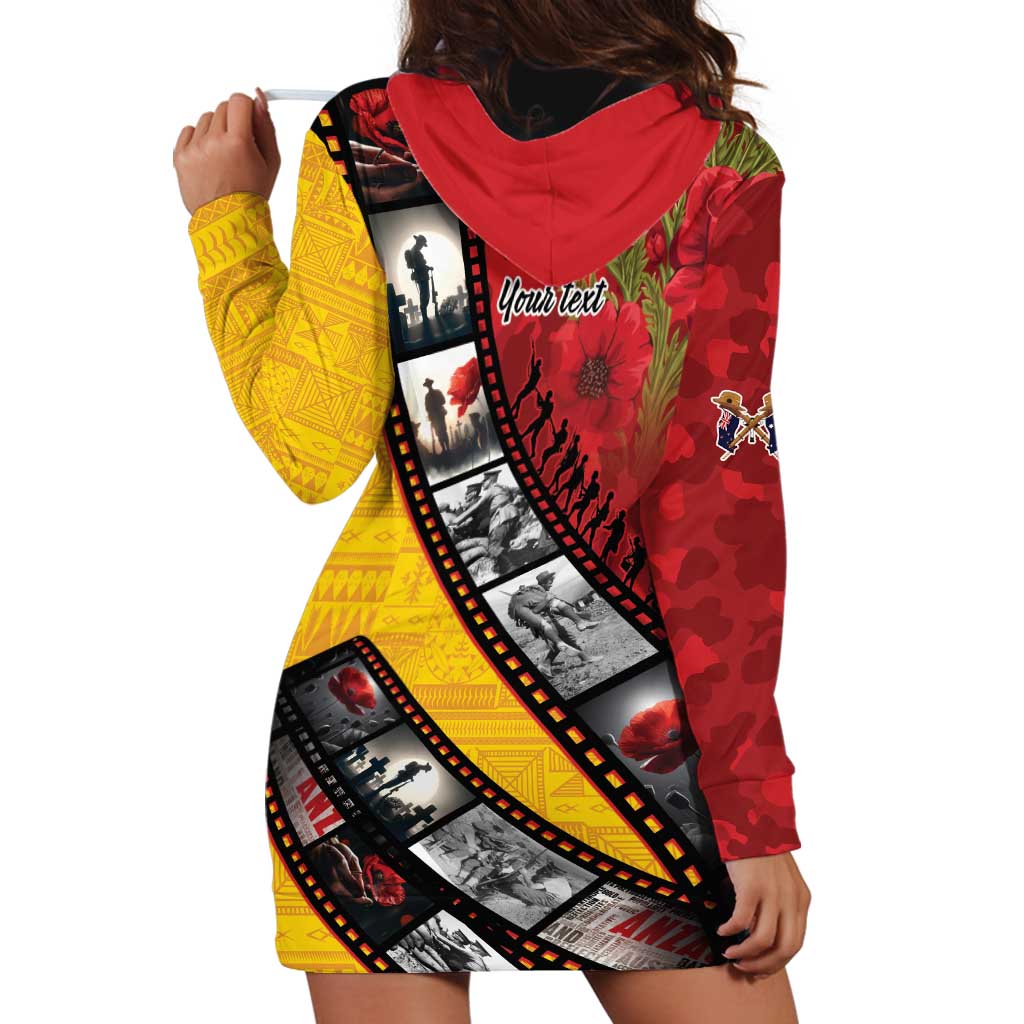 Personalised Niue ANZAC 1915-2026 Filmstrip Hoodie Dress Lest We Forget 25 April LT9 - Polynesian Pride