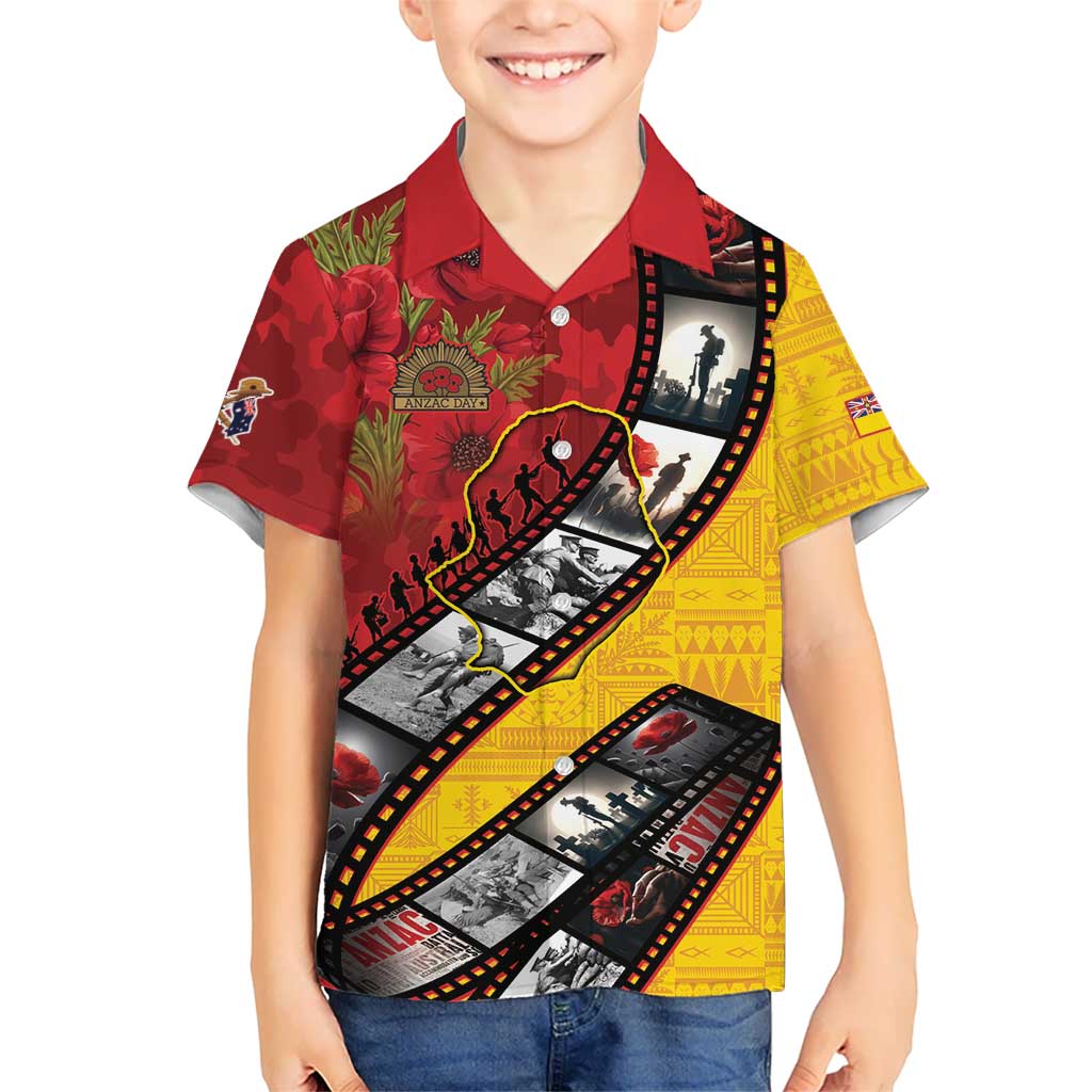 Personalised Niue ANZAC 1915-2026 Filmstrip Kid Hawaiian Shirt Lest We Forget 25 April