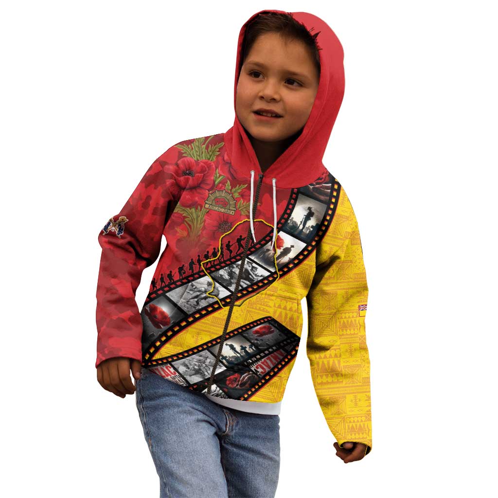 Personalised Niue ANZAC 1915-2026 Filmstrip Kid Hoodie Lest We Forget 25 April