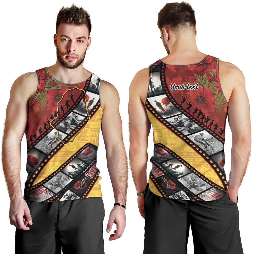 Personalised Niue ANZAC 1915-2026 Filmstrip Men Tank Top Lest We Forget 25 April