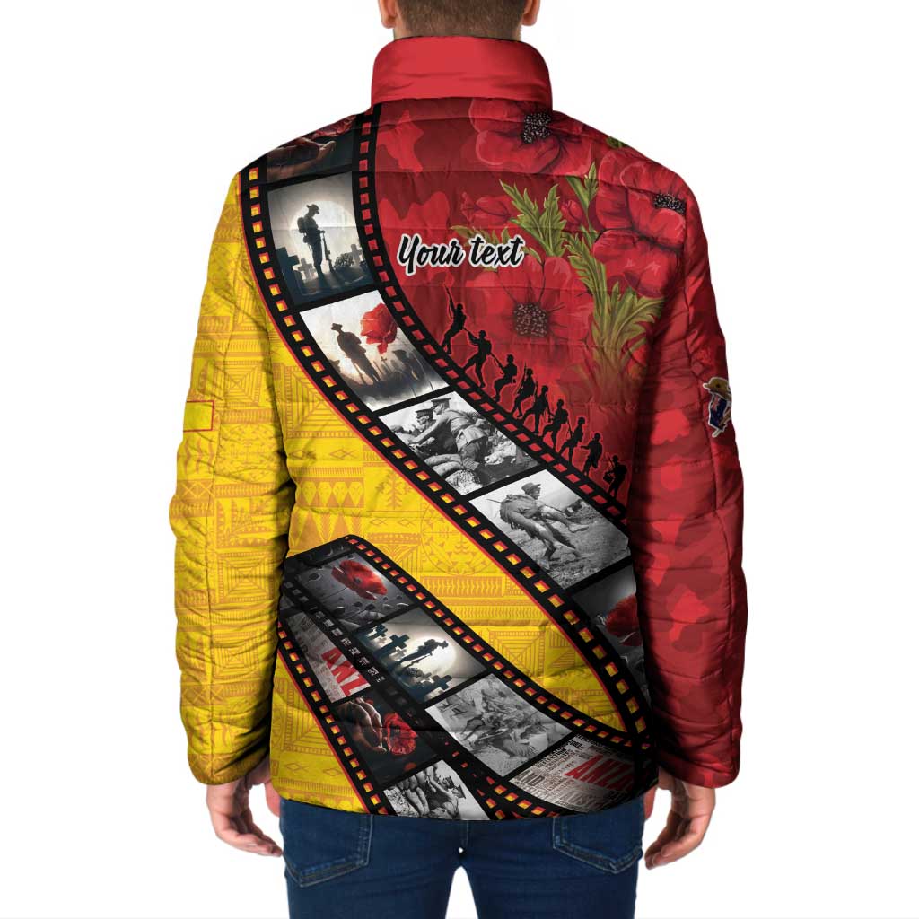 Personalised Niue ANZAC 1915-2026 Filmstrip Padded Jacket Lest We Forget 25 April