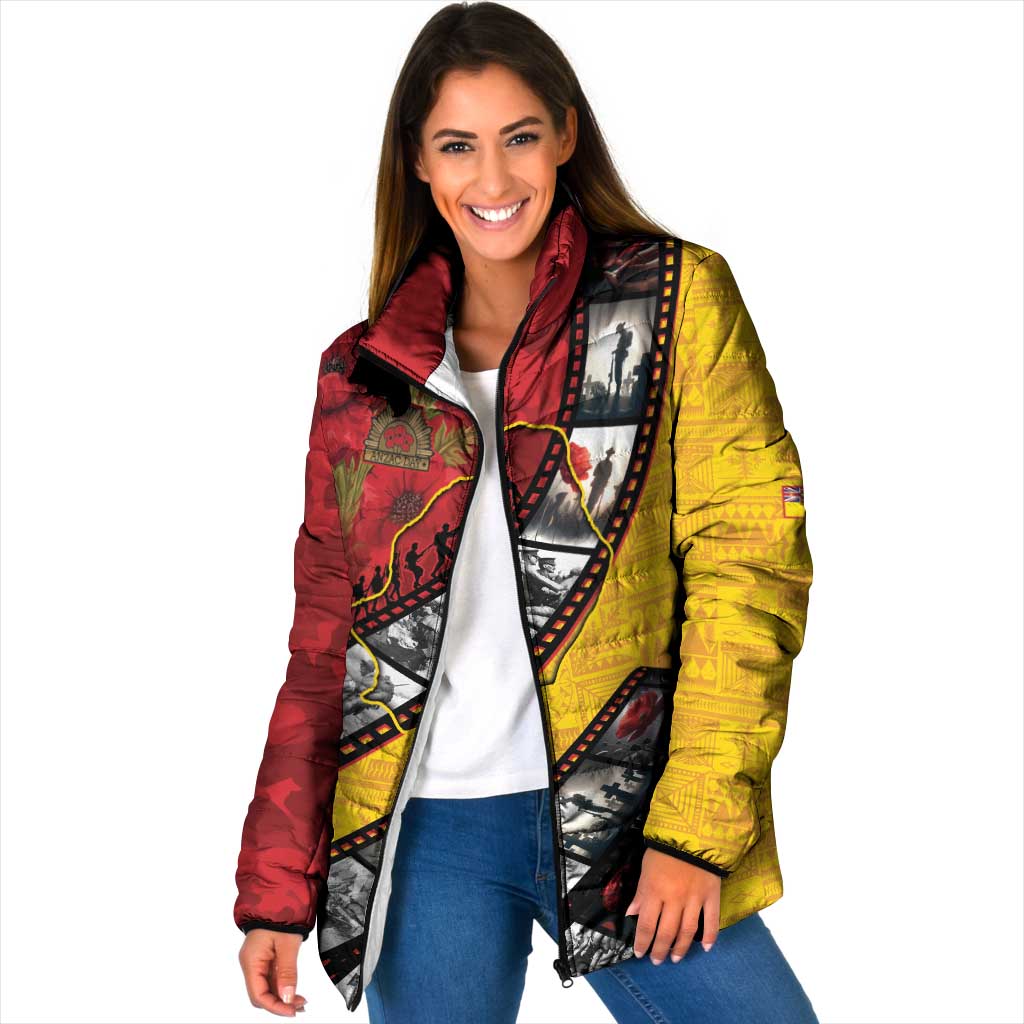 Personalised Niue ANZAC 1915-2026 Filmstrip Padded Jacket Lest We Forget 25 April