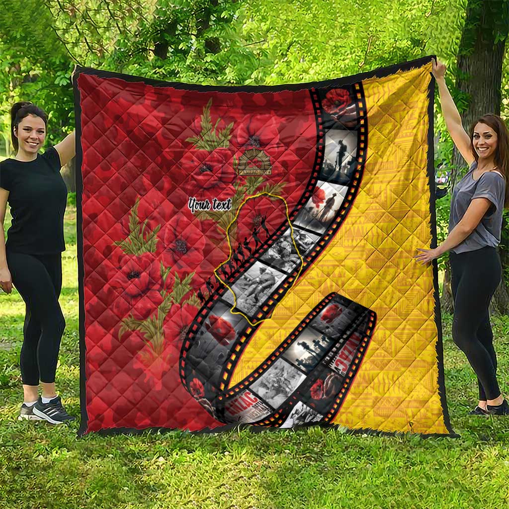 Personalised Niue ANZAC 1915-2026 Filmstrip Quilt Lest We Forget 25 April