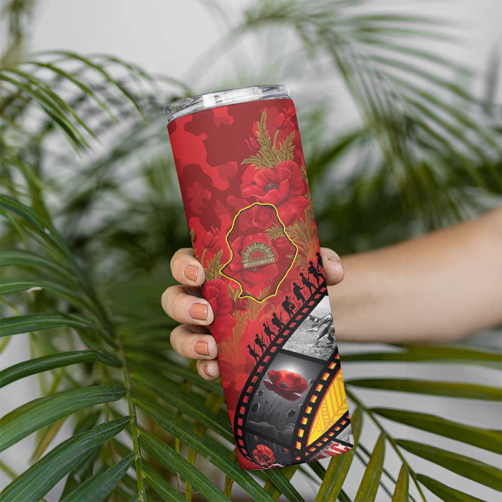 Personalised Niue ANZAC 1915-2026 Filmstrip Skinny Tumbler Lest We Forget 25 April LT9 - Polynesian Pride