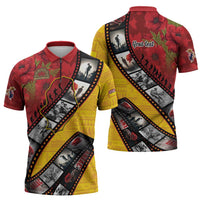 Personalised Niue ANZAC 1915-2026 Filmstrip Zipper Polo Shirt Lest We Forget 25 April