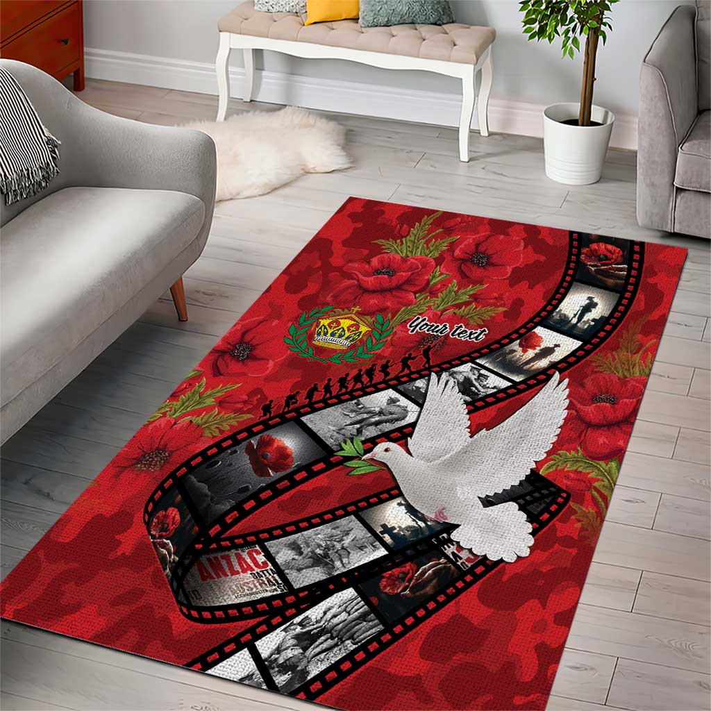 Personalised Tonga ANZAC 1915-2026 Filmstrip Area Rug Lest We Forget 25 April