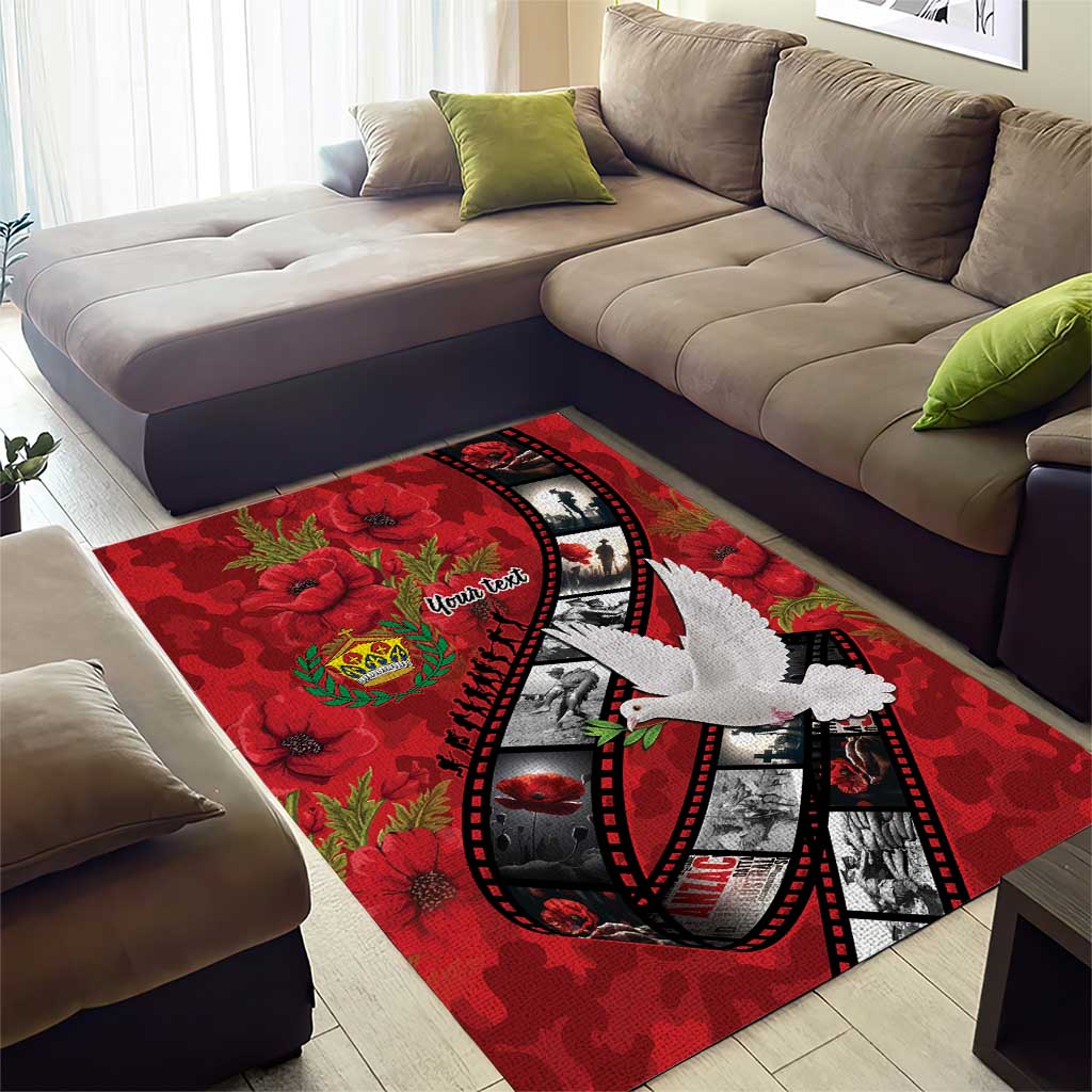 Personalised Tonga ANZAC 1915-2026 Filmstrip Area Rug Lest We Forget 25 April