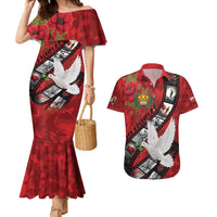Personalised Tonga ANZAC 1915-2026 Filmstrip Couples Matching Mermaid Dress and Hawaiian Shirt Lest We Forget 25 April LT9 Red - Polynesian Pride