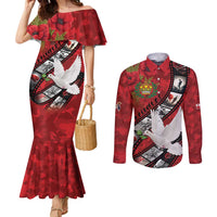 Personalised Tonga ANZAC 1915-2026 Filmstrip Couples Matching Mermaid Dress and Long Sleeve Button Shirt Lest We Forget 25 April LT9 Red - Polynesian Pride