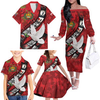 Personalised Tonga ANZAC 1915-2026 Filmstrip Family Matching Off The Shoulder Long Sleeve Dress and Hawaiian Shirt Lest We Forget 25 April LT9 - Polynesian Pride