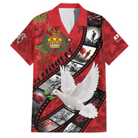 Personalised Tonga ANZAC 1915-2026 Filmstrip Family Matching Off Shoulder Short Dress and Hawaiian Shirt Lest We Forget 25 April LT9 Dad's Shirt - Short Sleeve Red - Polynesian Pride