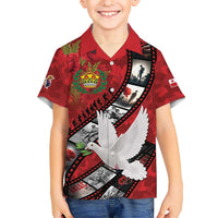 Personalised Tonga ANZAC 1915-2026 Filmstrip Family Matching Off Shoulder Short Dress and Hawaiian Shirt Lest We Forget 25 April LT9 Son's Shirt Red - Polynesian Pride