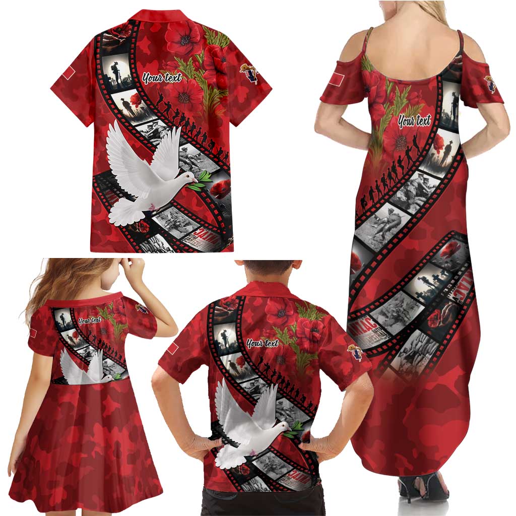 Personalised Tonga ANZAC 1915-2026 Filmstrip Family Matching Summer Maxi Dress and Hawaiian Shirt Lest We Forget 25 April LT9 - Polynesian Pride