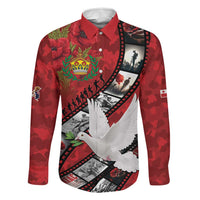 Personalised Tonga ANZAC 1915-2026 Filmstrip Family Matching Summer Maxi Dress and Hawaiian Shirt Lest We Forget 25 April LT9 Dad's Shirt - Long Sleeve Red - Polynesian Pride