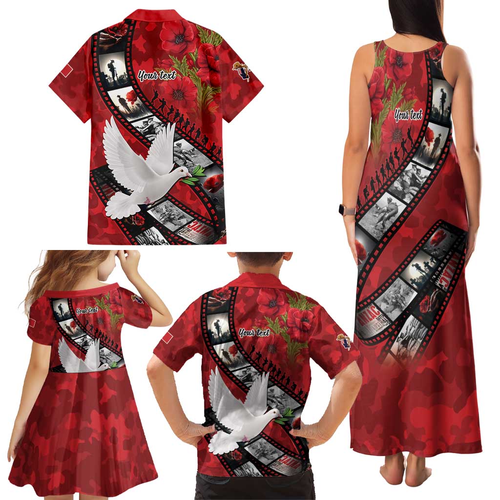 Personalised Tonga ANZAC 1915-2026 Filmstrip Family Matching Tank Maxi Dress and Hawaiian Shirt Lest We Forget 25 April LT9 - Polynesian Pride