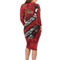 Personalised Tonga ANZAC 1915-2026 Filmstrip Long Sleeve Bodycon Dress Lest We Forget 25 April