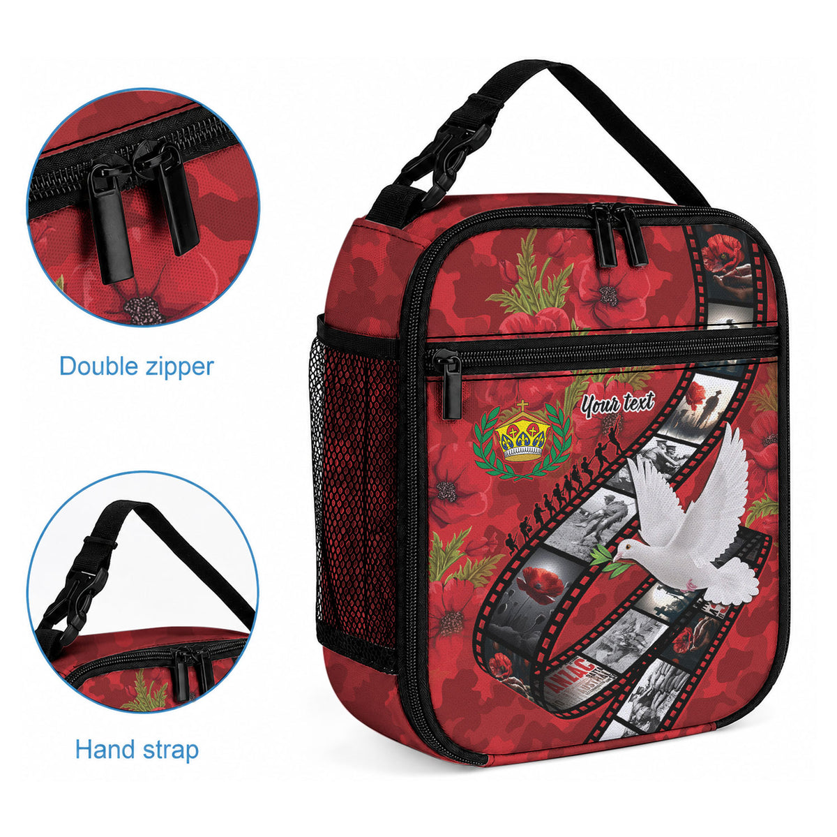 Personalised Tonga ANZAC 1915-2026 Filmstrip Lunch Bag Lest We Forget 25 April LT9 - Polynesian Pride