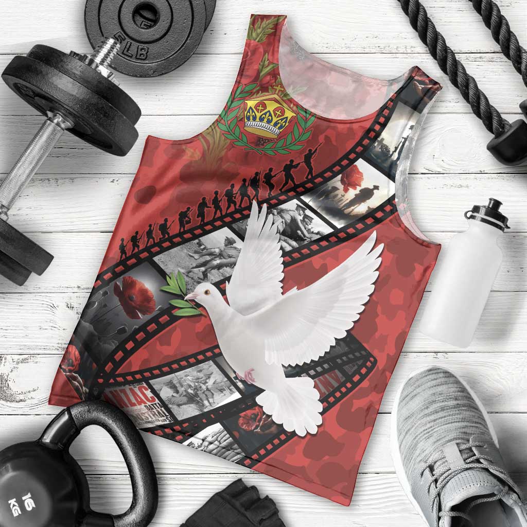 Personalised Tonga ANZAC 1915-2026 Filmstrip Men Tank Top Lest We Forget 25 April