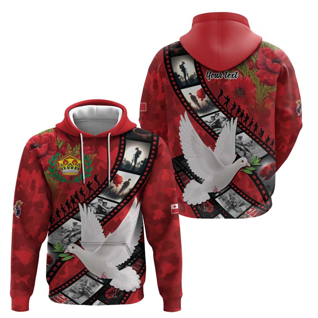 Personalised Tonga ANZAC 1915-2026 Filmstrip Zip Hoodie Lest We Forget 25 April