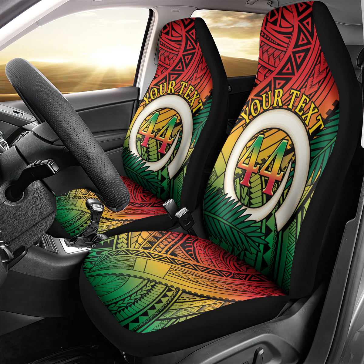 Personalised Vanuatu Yumi 44th Indipendens Dei Car Seat Cover Vanuatuan Broad Tusk with Polynesian Tribal
