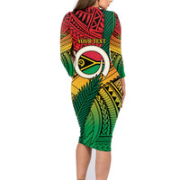 Personalised Vanuatu Yumi 44th Indipendens Dei Family Matching Long Sleeve Bodycon Dress and Hawaiian Shirt Vanuatuan Broad Tusk with Polynesian Tribal LT9 - Polynesian Pride