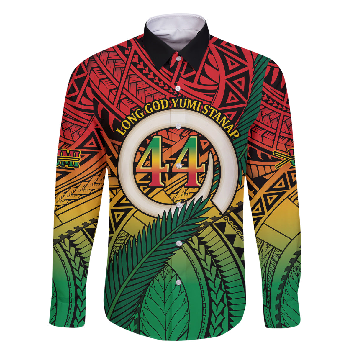 Personalised Vanuatu Yumi 44th Indipendens Dei Family Matching Mermaid Dress and Hawaiian Shirt Vanuatuan Broad Tusk with Polynesian Tribal LT9 Dad's Shirt - Long Sleeve Reggae - Polynesian Pride