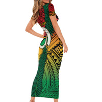 Personalised Vanuatu Yumi 44th Indipendens Dei Family Matching Short Sleeve Bodycon Dress and Hawaiian Shirt Vanuatuan Broad Tusk with Polynesian Tribal LT9 - Polynesian Pride