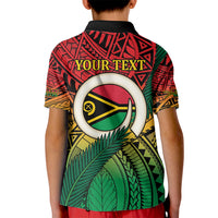 Personalised Vanuatu Yumi 44th Indipendens Dei Kid Polo Shirt Vanuatuan Broad Tusk with Polynesian Tribal