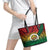 Personalised Vanuatu Yumi 44th Indipendens Dei Leather Tote Bag Vanuatuan Broad Tusk with Polynesian Tribal