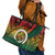 Personalised Vanuatu Yumi 44th Indipendens Dei Leather Tote Bag Vanuatuan Broad Tusk with Polynesian Tribal