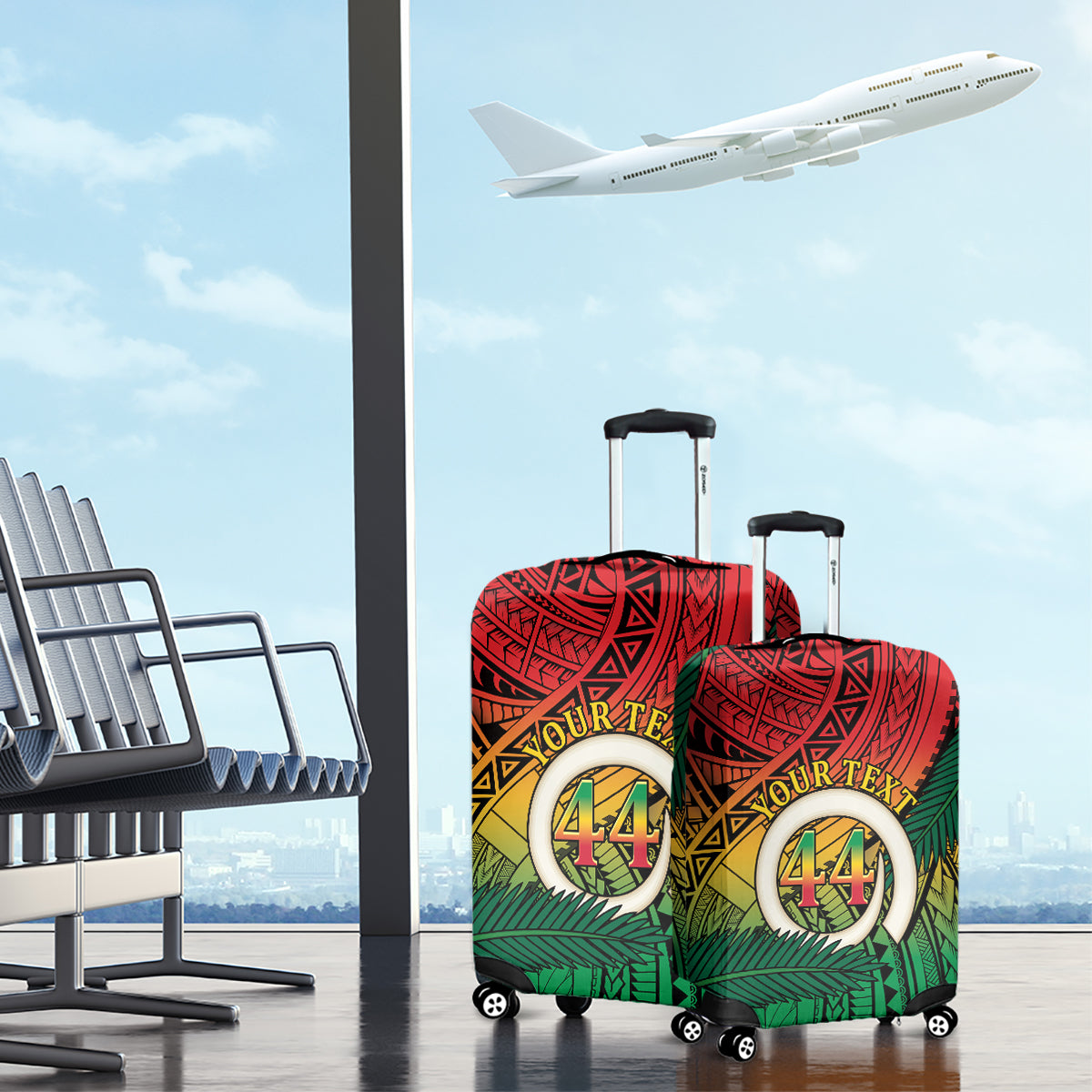 Personalised Vanuatu Yumi 44th Indipendens Dei Luggage Cover Vanuatuan Broad Tusk with Polynesian Tribal