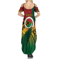 Personalised Vanuatu Yumi 44th Indipendens Dei Summer Maxi Dress Vanuatuan Broad Tusk with Polynesian Tribal