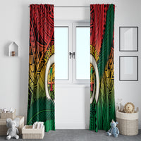 Personalised Vanuatu Yumi 44th Indipendens Dei Window Curtain Vanuatuan Broad Tusk with Polynesian Tribal