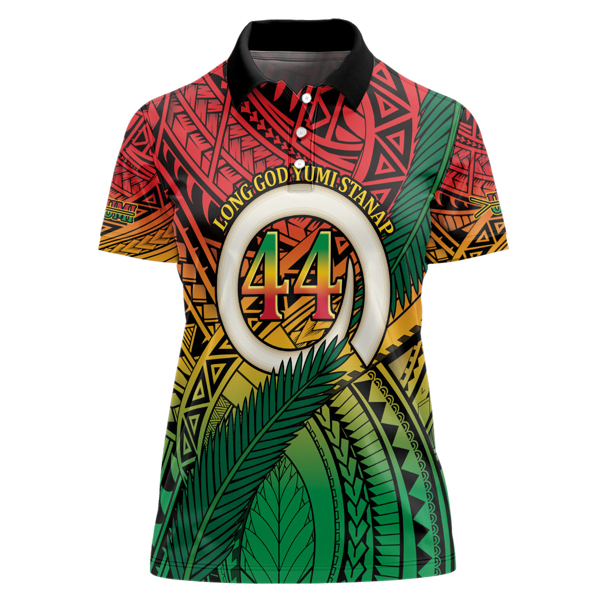 Personalised Vanuatu Yumi 44th Indipendens Dei Women Polo Shirt Vanuatuan Broad Tusk with Polynesian Tribal LT9 Female Reggae - Polynesian Pride