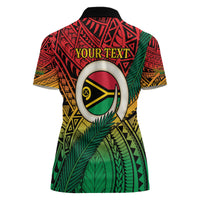 Personalised Vanuatu Yumi 44th Indipendens Dei Women Polo Shirt Vanuatuan Broad Tusk with Polynesian Tribal LT9 - Polynesian Pride