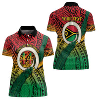 Personalised Vanuatu Yumi 44th Indipendens Dei Women Polo Shirt Vanuatuan Broad Tusk with Polynesian Tribal LT9 - Polynesian Pride