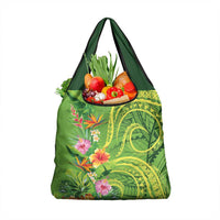 Polynesian Tribal Flower Tattoo Grocery Bag Special Lime Green Vibe